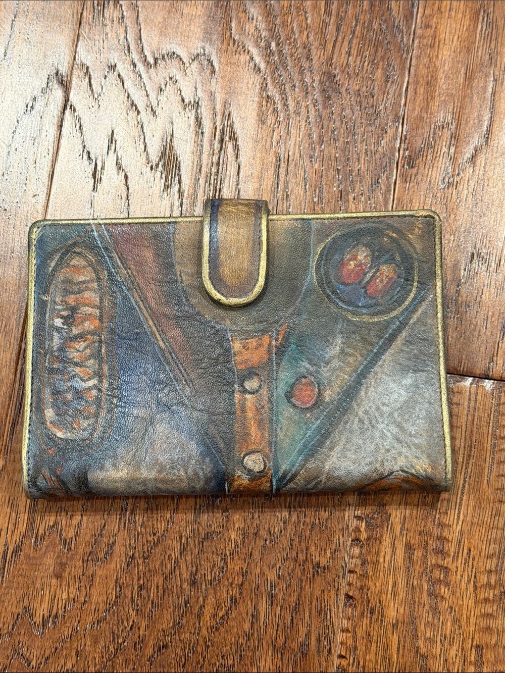 Jane Yoo Hand-Painted Multi-Color Leather Mini Binder